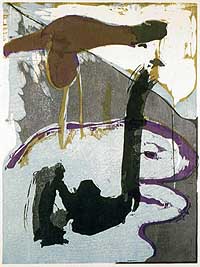 Untitled 1998, Woodblock 50 x 35 cm, von Shahida Mansoor