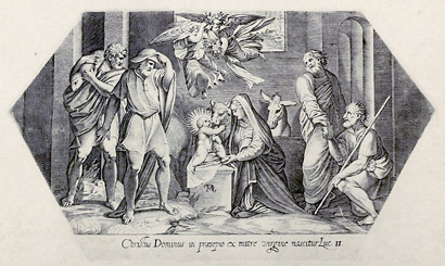 'Christus Dominus in praesepio ex matre virgine nascitur Luc. II', um 1626 von Francesco Villamena